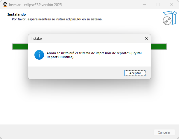 Crystal Reports instalado correctamente